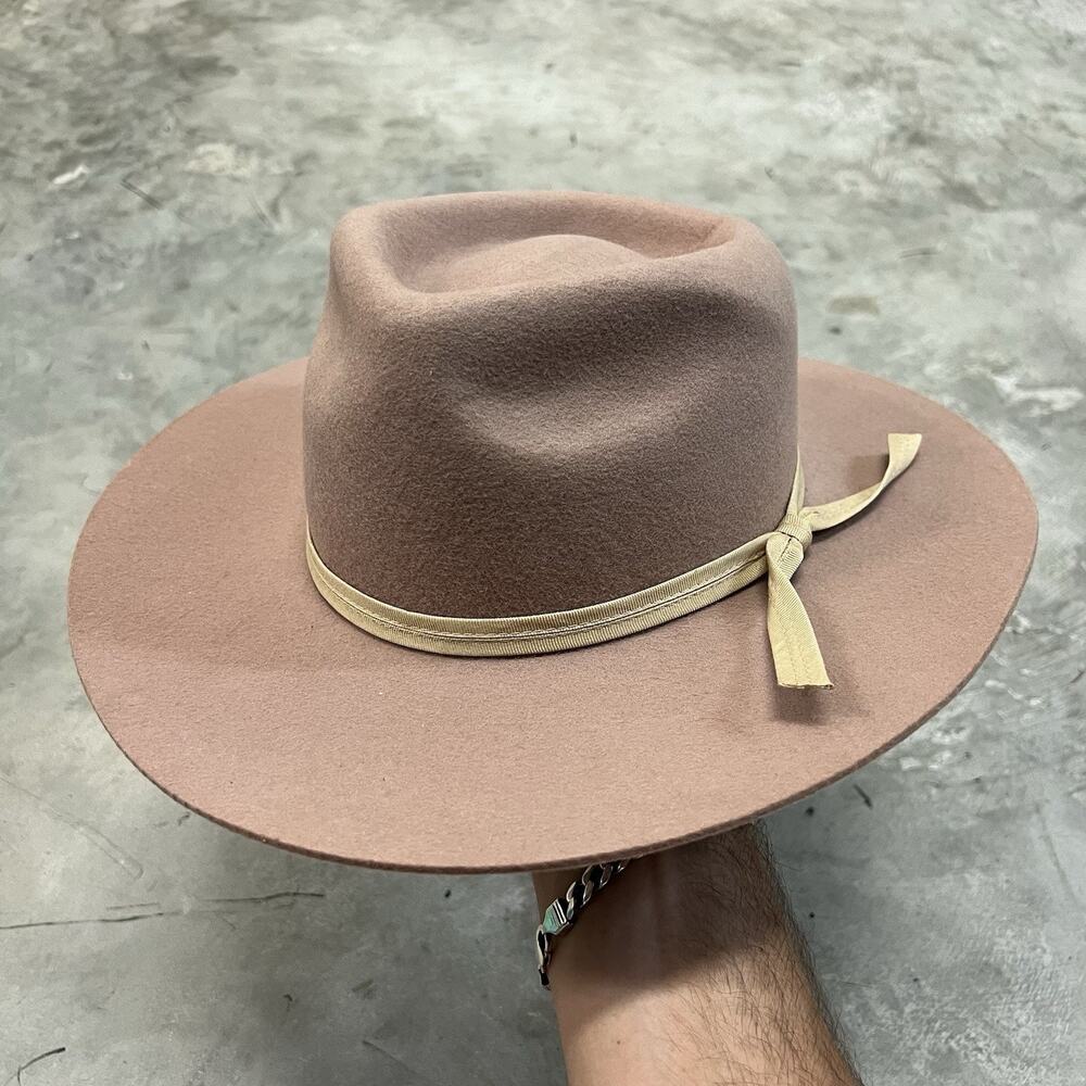 Lack Of Color Blush Pink Wide Brim Fedora with Cream Band
